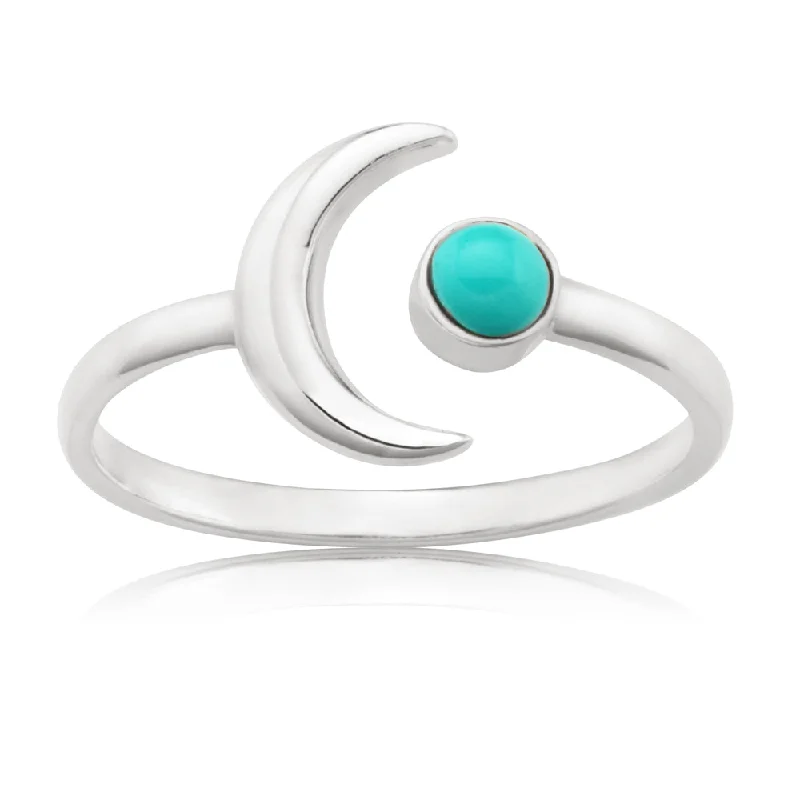 Dazzle With Discounts – Shop Jewelry On Sale Sterling Silver Created Turquoise and Crescent Moon Ring Dazzle With Discounts – Shop Jewelry On Sale Sterling Silver Created Turquoise and Crescent Moon Ring
