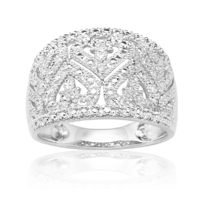 Bohemian-Inspired Jewelry For Free-Spirited Fashion Sterling Silver Hearts Diamond Ring with 1 Brilliant Cut Diamond Bohemian-Inspired Jewelry For Free-Spirited Fashion Sterling Silver Hearts Diamond Ring with 1 Brilliant Cut Diamond