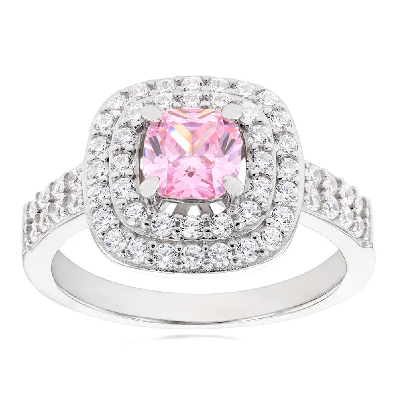 Elegant Jewelry, Exclusive Prices – Shop Now Sterling Silver Rhodium Plated White & Light Pink Cubic Zirconia Cushion Ring Elegant Jewelry, Exclusive Prices – Shop Now Sterling Silver Rhodium Plated White & Light Pink Cubic Zirconia Cushion Ring