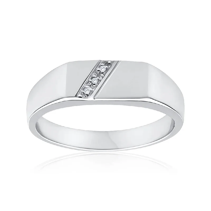 Elegant Rose Gold Jewelry For A Stylish Touch Sterling Silver x3 Diamond Set Gents Ring Elegant Rose Gold Jewelry For A Stylish Touch Sterling Silver x3 Diamond Set Gents Ring