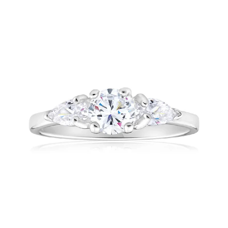 Affordable Gold-Plated Jewelry For Modern Fashion Sterling Silver Zirconia Trilogy Ring Affordable Gold-Plated Jewelry For Modern Fashion Sterling Silver Zirconia Trilogy Ring