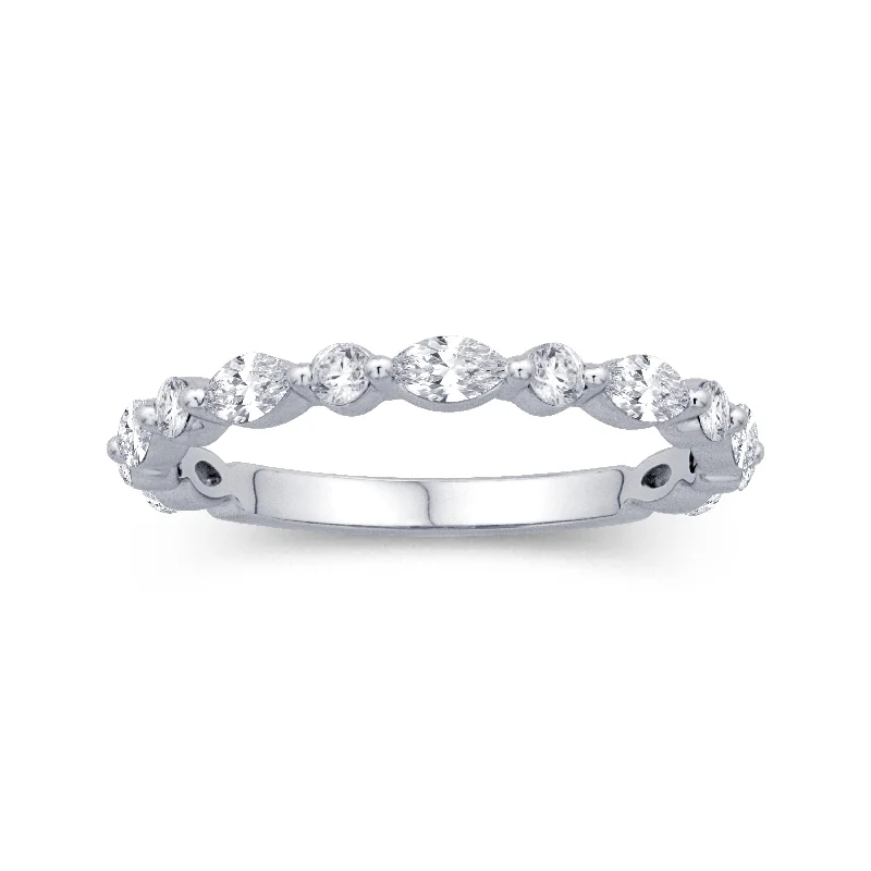 Grab Your Favorite Jewelry At The Lowest Prices 14K White Gold 0.66cttw. Marquise & Round Diamond Alternating Stackable Fashion Ring Grab Your Favorite Jewelry At The Lowest Prices 14K White Gold 0.66cttw. Marquise & Round Diamond Alternating Stackable Fashion Ring