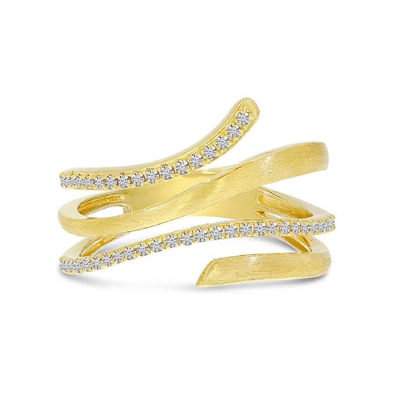 Trending Jewelry Now At Unbeatable Prices 14K Yellow Gold 0.19cttw. Diamond Brushed Gold Stacked Fashion Ring Trending Jewelry Now At Unbeatable Prices 14K Yellow Gold 0.19cttw. Diamond Brushed Gold Stacked Fashion Ring
