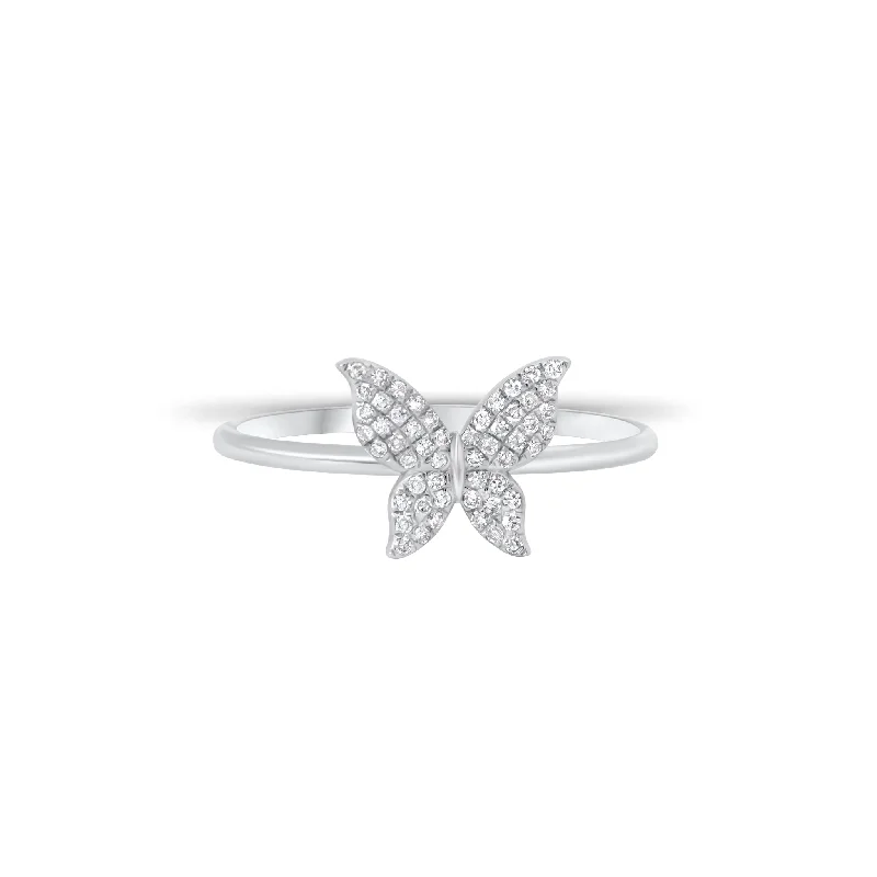 Trendy Minimalist Jewelry For Everyday Wear Diamond Dainty Butterfly Fashion Ring