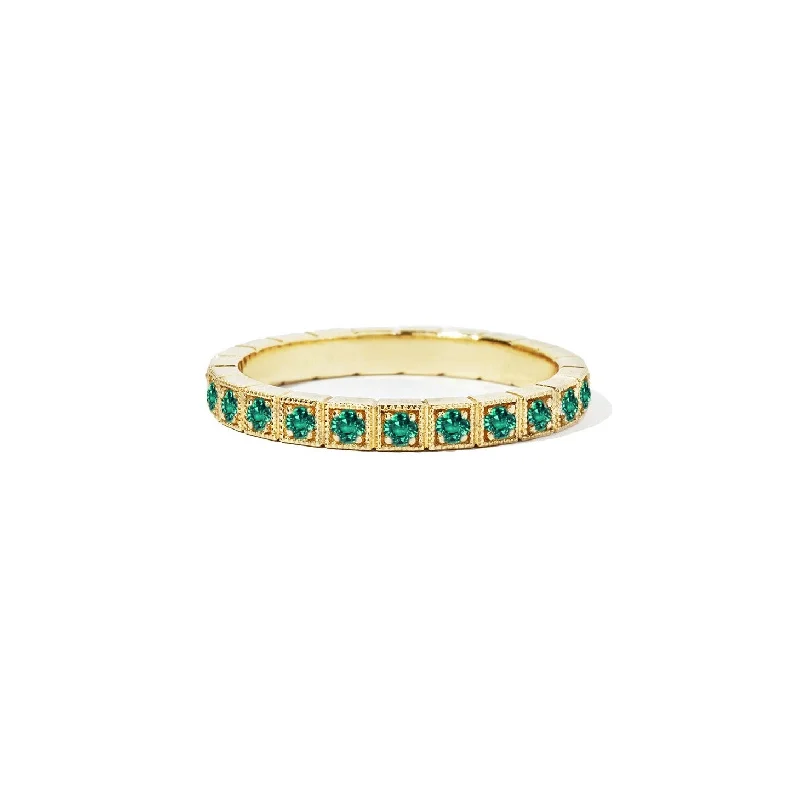 High-End Jewelry, Now More Affordable Than Ever 2mm Notched Deco Emerald Eternity Ring High-End Jewelry, Now More Affordable Than Ever 2mm Notched Deco Emerald Eternity Ring