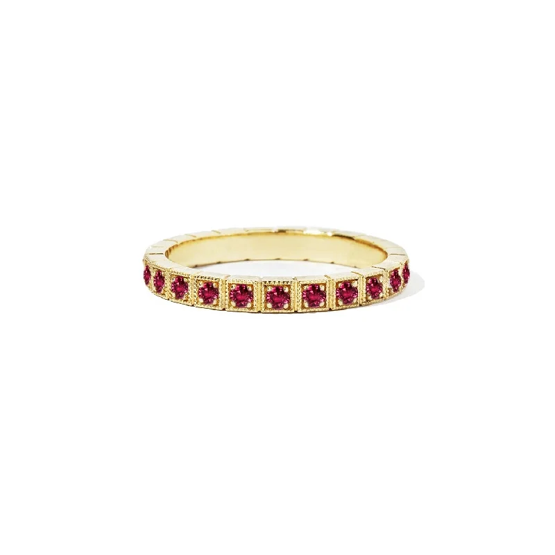 Best Jewelry Sale – Shop Exclusive Designs Now 2mm Notched Deco Ruby Eternity Ring