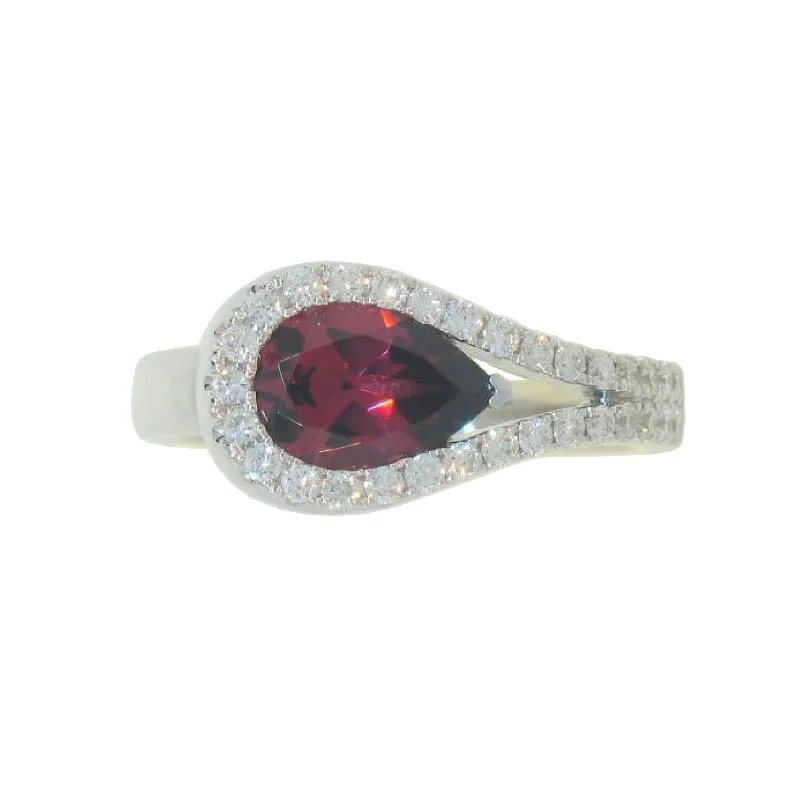 Unique Jewelry Designs Now At Discounted Rates Garnet & Diamond Lasso Ring