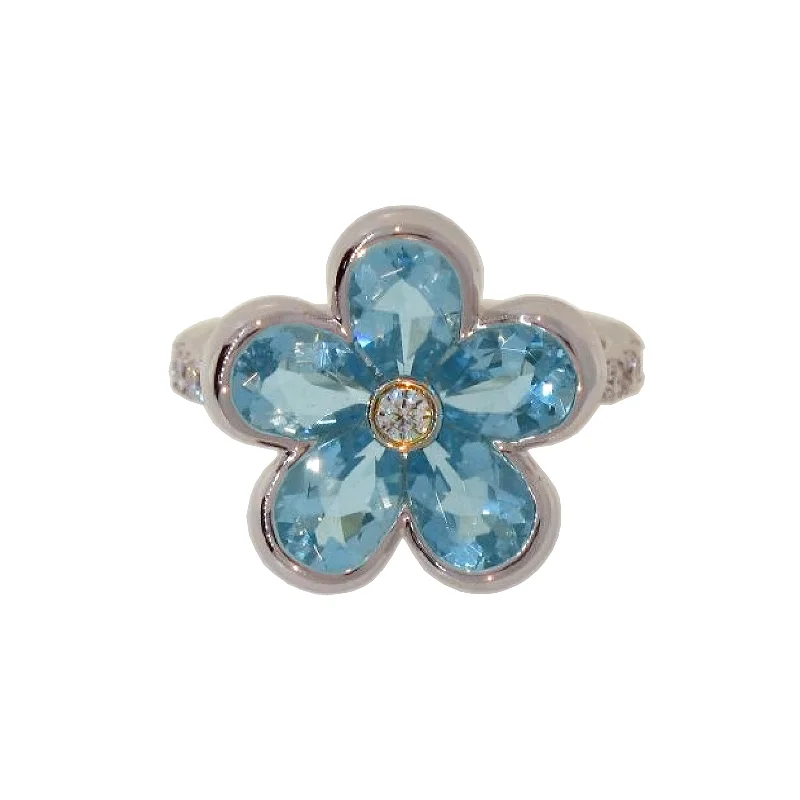 Personalized Jewelry At Special Discount Rates Aquamarine & Diamond Pastel Flower Ring Personalized Jewelry At Special Discount Rates Aquamarine & Diamond Pastel Flower Ring