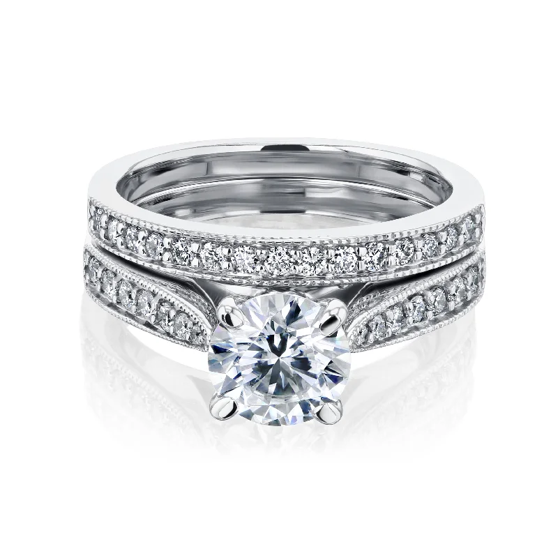 Personalized Jewelry Sale – Unique Gifts At Low Prices 6.5mm Round (1ct) Milgrain Pave Bridal Set Personalized Jewelry Sale – Unique Gifts At Low Prices 6.5mm Round (1ct) Milgrain Pave Bridal Set
