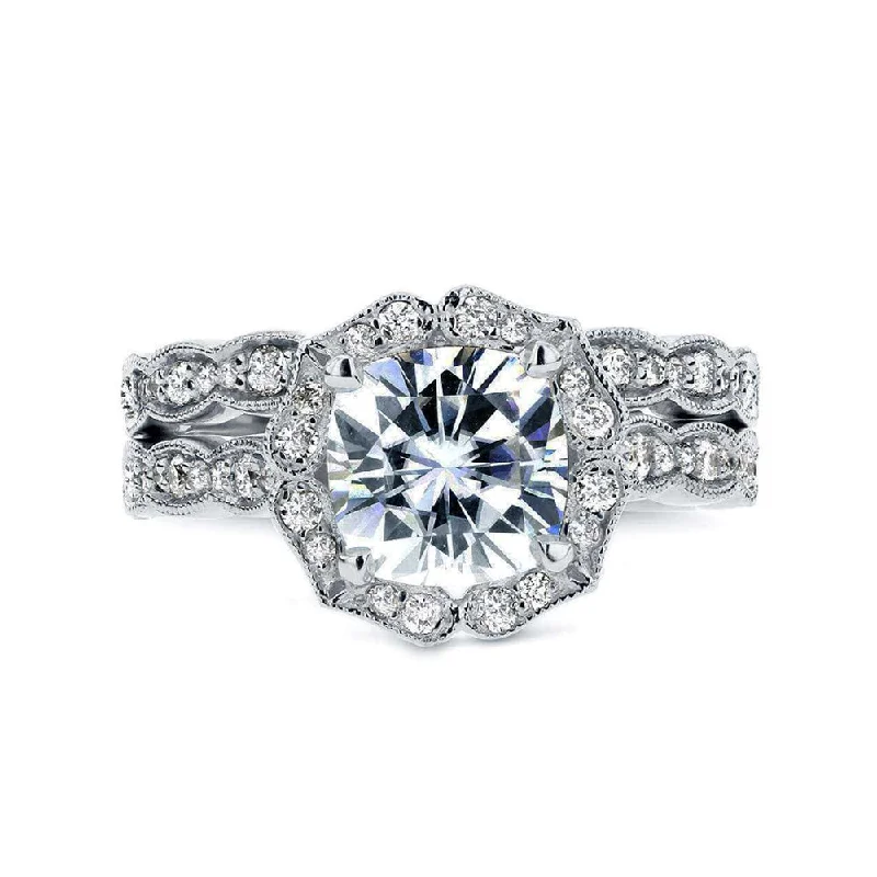 Affordable Glamour – Premium Jewelry For Less 2-1/6ct.tw Vintage Rose Bridal Set