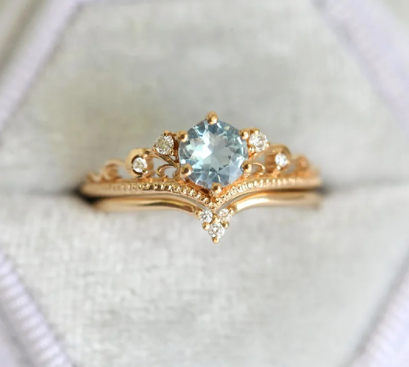 Huge Savings On Premium Jewelry Styles Bella Aquamarine Engagement Ring With Diamond Matching Band Huge Savings On Premium Jewelry Styles Bella Aquamarine Engagement Ring With Diamond Matching Band