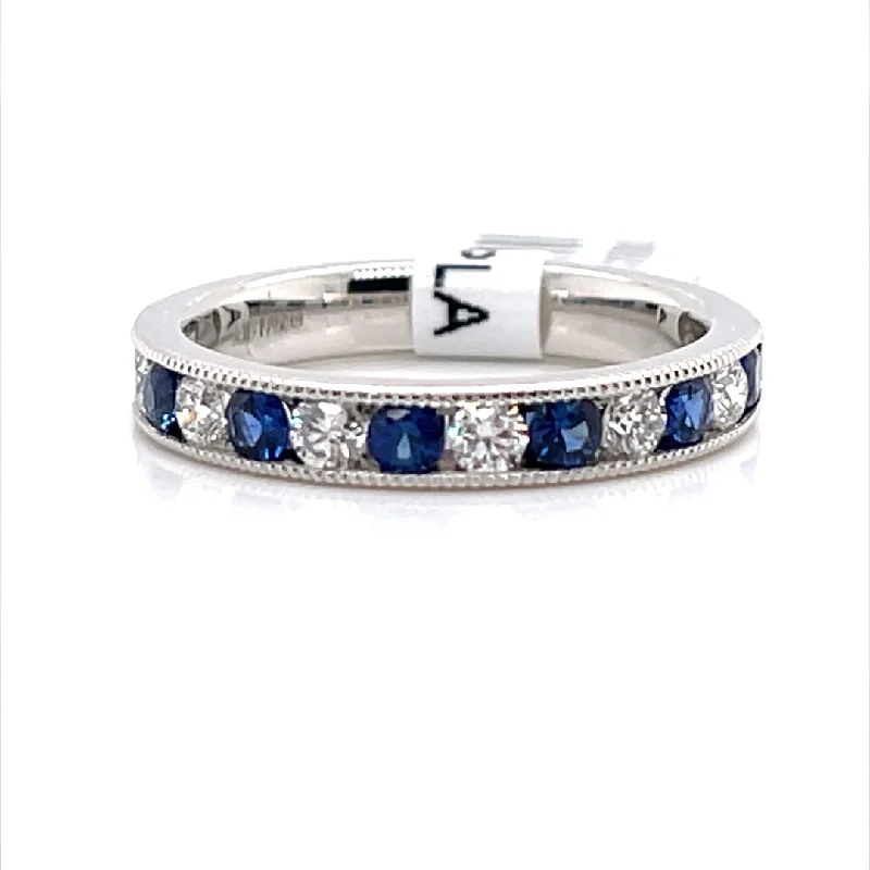 Shop Dazzling Jewelry At The Best Prices Bremer Jewelry Channel Set Sapphire and Diamond Fashion Ring in Platinum (0.96ctw) Shop Dazzling Jewelry At The Best Prices Bremer Jewelry Channel Set Sapphire and Diamond Fashion Ring in Platinum (0.96ctw)