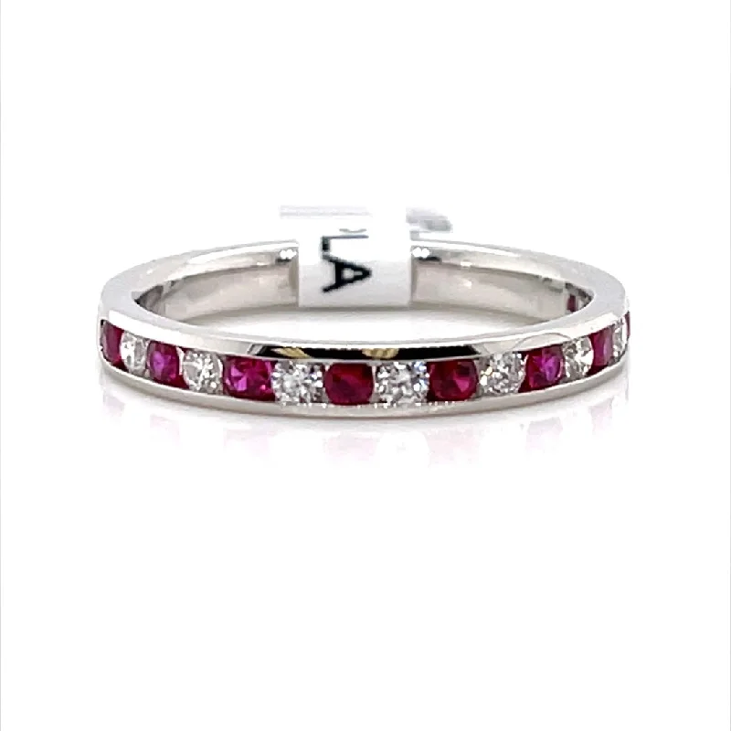 Affordable Luxury Jewelry For Every Occasion Bremer Jewelry Ruby and Diamond Channel Set Fashion Ring in Platinum (0.58ctw) Affordable Luxury Jewelry For Every Occasion Bremer Jewelry Ruby and Diamond Channel Set Fashion Ring in Platinum (0.58ctw)