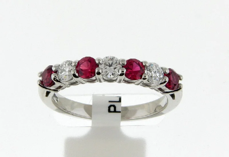 Trending Jewelry Styles Now At Limited-Time Discounts Bremer Jewelry Ruby and Diamond Half Anniversary Fashion Ring in Platinum (1.17ctw)