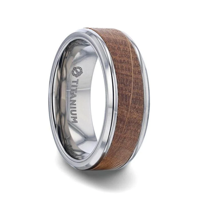 Exclusive Jewelry Offers – Shine For Less CASK Whiskey Barrel Inlaid Titanium Men's Wedding Band With Beveled Polished Edges Made From Genuine Whiskey Barrels - 8mm Exclusive Jewelry Offers – Shine For Less CASK Whiskey Barrel Inlaid Titanium Men's Wedding Band With Beveled Polished Edges Made From Genuine Whiskey Barrels - 8mm