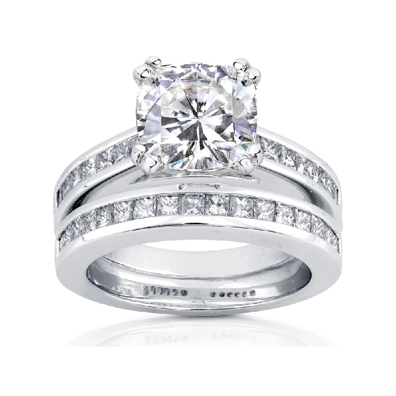 Exclusive Gemstone Jewelry Markdowns – Shop Now Cushion-cut Moissanite Bridal Set with Diamond Ring 3 CTW 14k White Gold Exclusive Gemstone Jewelry Markdowns – Shop Now Cushion-cut Moissanite Bridal Set with Diamond Ring 3 CTW 14k White Gold