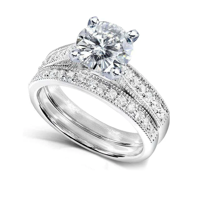 Limited-Stock Jewelry Sale – Shop Before It's Gone 7.5mm Round (1.5ct) Milgrain Pave Bridal Set Limited-Stock Jewelry Sale – Shop Before It's Gone 7.5mm Round (1.5ct) Milgrain Pave Bridal Set