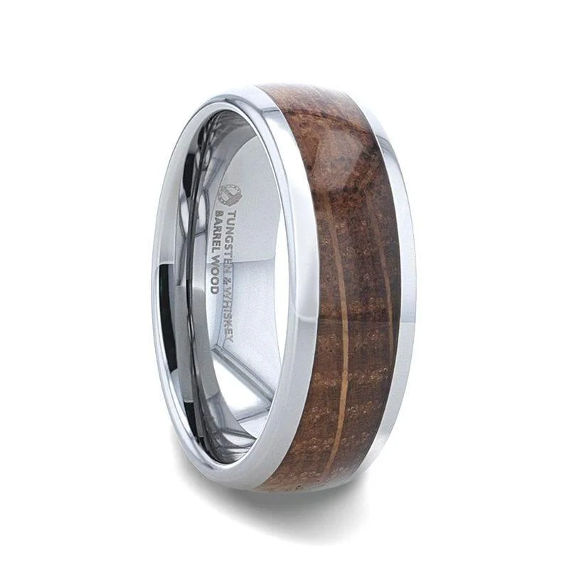 Shop Dazzling Jewelry At The Best Prices FORMENT Whiskey Barrel Inlaid Tungsten Men's Wedding Band With Domed Polished Edges Made From Genuine Whiskey Barrels - 8mm Shop Dazzling Jewelry At The Best Prices FORMENT Whiskey Barrel Inlaid Tungsten Men's Wedding Band With Domed Polished Edges Made From Genuine Whiskey Barrels - 8mm