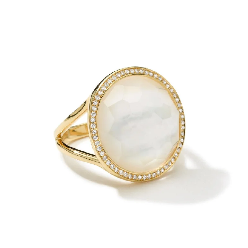 Premium Diamond Jewelry For Unforgettable Moments Mother of Pearl/Clear Quartz & Diamond Icon Lollipop Medium Ring Premium Diamond Jewelry For Unforgettable Moments Mother of Pearl/Clear Quartz & Diamond Icon Lollipop Medium Ring
