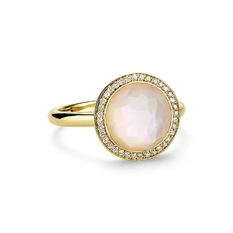 Modern Statement Jewelry For Bold Styling Mother of Pearl & Diamond Rock Candy Mini Lollipop Ring Modern Statement Jewelry For Bold Styling Mother of Pearl & Diamond Rock Candy Mini Lollipop Ring