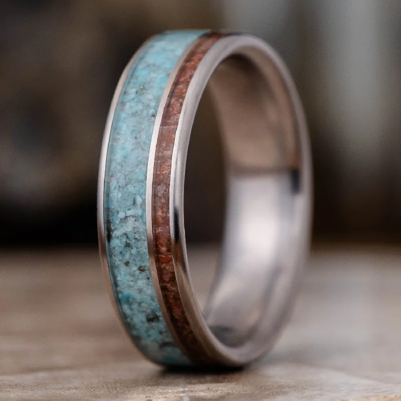 Shop High-Quality Jewelry At Jaw-Dropping Discounts (In-Stock) Custom Men's Titanium Wedding Band with Turquoise and Dinosaur Bone - Size 8.75 | 6mm Wide Shop High-Quality Jewelry At Jaw-Dropping Discounts (In-Stock) Custom Men's Titanium Wedding Band with Turquoise and Dinosaur Bone - Size 8.75 | 6mm Wide
