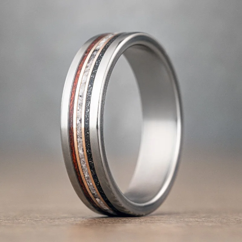 Must-Have Jewelry At Unbelievable Discounts (In-Stock) Custom Men's Titanium Wedding Band with Meteorite, Bloodwood, Oyster Shells & Dual Bronze Inlays - Size 11 | 6mm Wide Must-Have Jewelry At Unbelievable Discounts (In-Stock) Custom Men's Titanium Wedding Band with Meteorite, Bloodwood, Oyster Shells & Dual Bronze Inlays - Size 11 | 6mm Wide