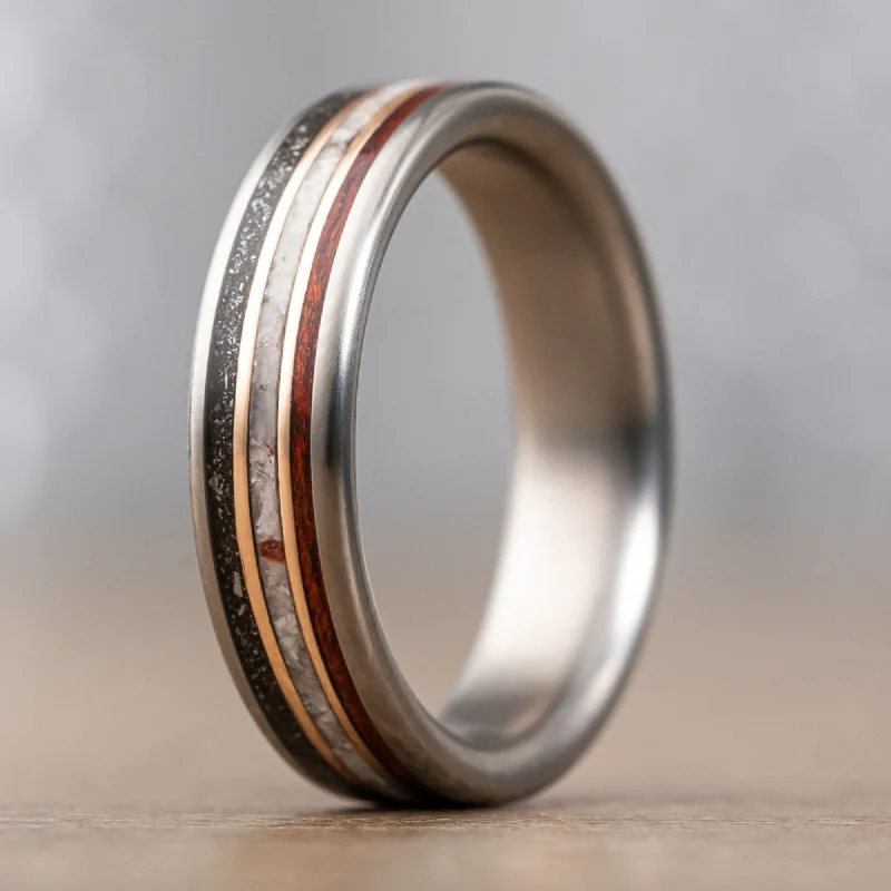 Premium Diamond Jewelry At Once-In-A-Lifetime Discounts (In-Stock) Custom Men's Titanium Wedding Band with Meteorite, Bloodwood, Oyster Shells & Dual Bronze Inlays - Size 11 | 6mm Wide Premium Diamond Jewelry At Once-In-A-Lifetime Discounts (In-Stock) Custom Men's Titanium Wedding Band with Meteorite, Bloodwood, Oyster Shells & Dual Bronze Inlays - Size 11 | 6mm Wide