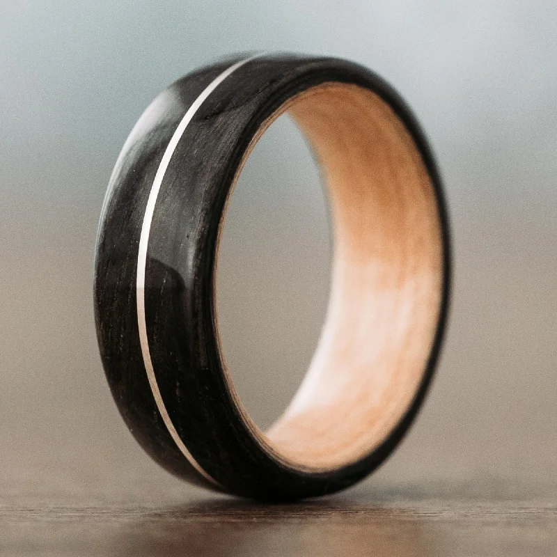 Fashion-Forward Jewelry At Exclusive Discounts (In-Stock) Custom Men's Whiskey Barrel Wood Ring with Natural Maple Liner & Silver Inlay - Size 10 | 8mm Wide Fashion-Forward Jewelry At Exclusive Discounts (In-Stock) Custom Men's Whiskey Barrel Wood Ring with Natural Maple Liner & Silver Inlay - Size 10 | 8mm Wide