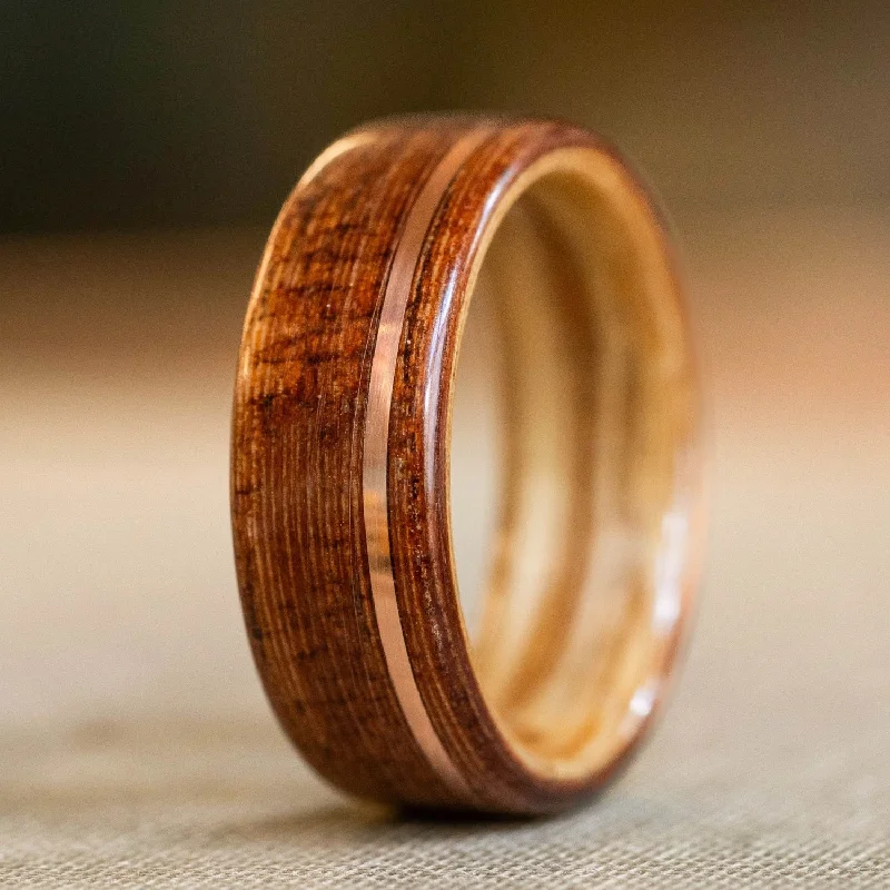 Elegant Jewelry Pieces At Unbelievable Prices (In-Stock) Iroko Teak Wooden Ring with Natural Whiskey Barrel Liner & Offset Copper - Size 9.75/8mm Wide Elegant Jewelry Pieces At Unbelievable Prices (In-Stock) Iroko Teak Wooden Ring with Natural Whiskey Barrel Liner & Offset Copper - Size 9.75/8mm Wide