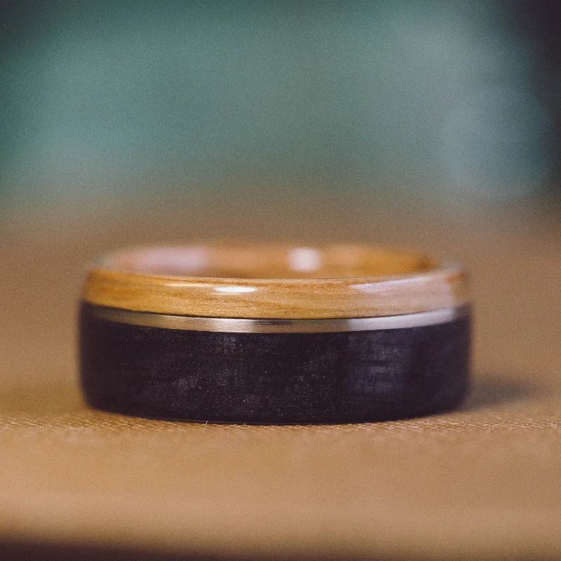 Luxury Jewelry At Unbeatable Discounts (In-Stock) The Highball Whiskey Barrel Ring with Yellow Gold Inlay - Size 9 / Width 8 Luxury Jewelry At Unbeatable Discounts (In-Stock) The Highball Whiskey Barrel Ring with Yellow Gold Inlay - Size 9 / Width 8