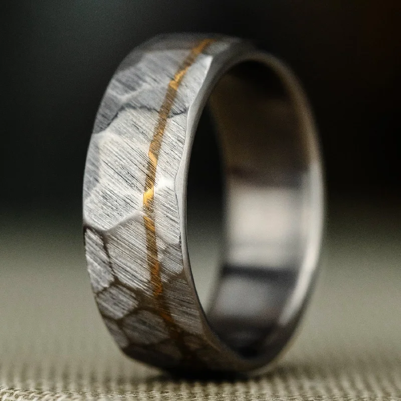 Sparkle For Less – Shop Our Limited-Time Jewelry Deals (In-Stock) The Apollo | Hammered Titanium Band & Offset Brass - Size 7 | 7mm Wide Sparkle For Less – Shop Our Limited-Time Jewelry Deals (In-Stock) The Apollo | Hammered Titanium Band & Offset Brass - Size 7 | 7mm Wide