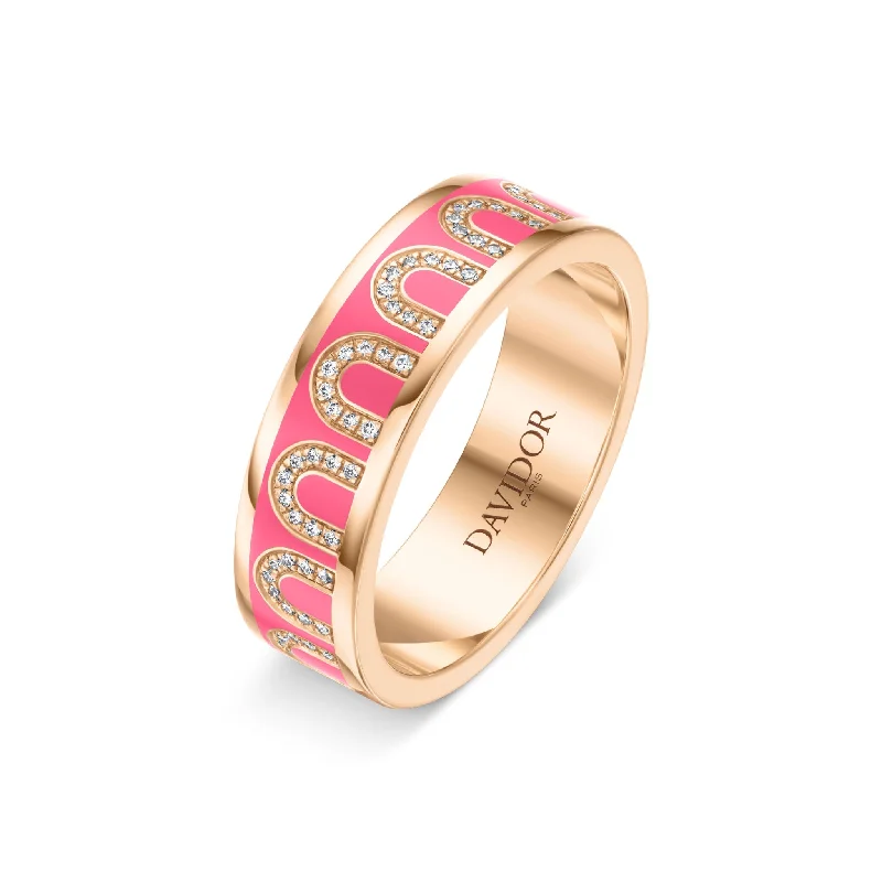 Shop High-Quality Jewelry At Jaw-Dropping Discounts L'Arc de DAVIDOR Ring MM, 18k Rose Gold with Flamant Lacquered Ceramic and Arcade Diamonds Shop High-Quality Jewelry At Jaw-Dropping Discounts L'Arc de DAVIDOR Ring MM, 18k Rose Gold with Flamant Lacquered Ceramic and Arcade Diamonds