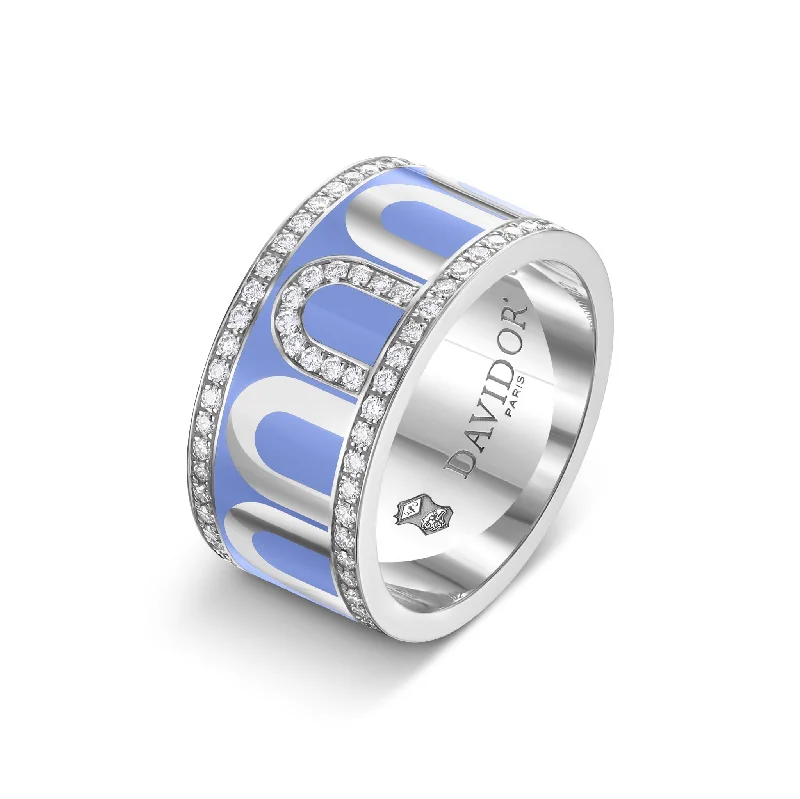 Luxury Handcrafted Jewelry For Elegant Looks L'Arc de DAVIDOR Ring GM, 18k White Gold with Hortensia Lacquered Ceramic and Porta Diamonds Luxury Handcrafted Jewelry For Elegant Looks L'Arc de DAVIDOR Ring GM, 18k White Gold with Hortensia Lacquered Ceramic and Porta Diamonds