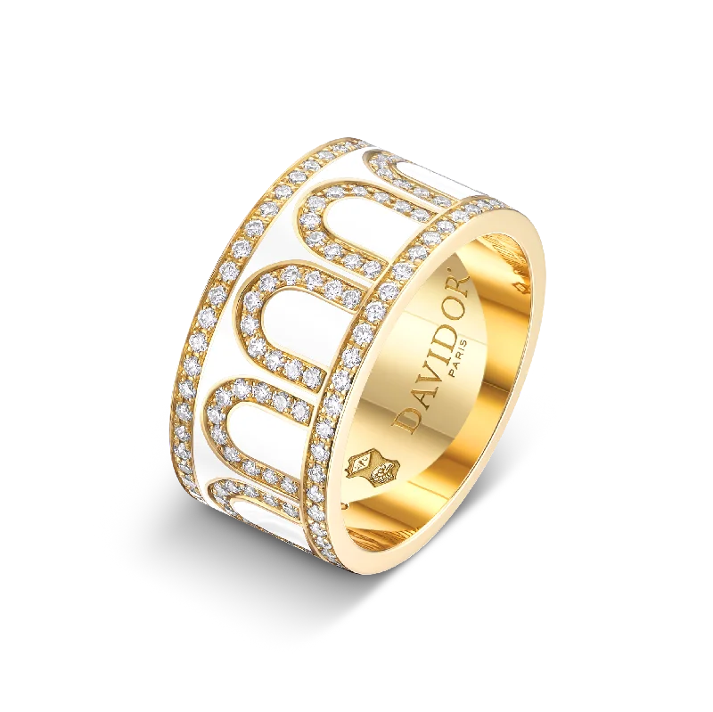 Timeless Jewelry Styles At Wallet-Friendly Prices L'Arc de DAVIDOR Ring GM, 18k Yellow Gold with Neige Lacquered Ceramic and Palais Diamonds Timeless Jewelry Styles At Wallet-Friendly Prices L'Arc de DAVIDOR Ring GM, 18k Yellow Gold with Neige Lacquered Ceramic and Palais Diamonds