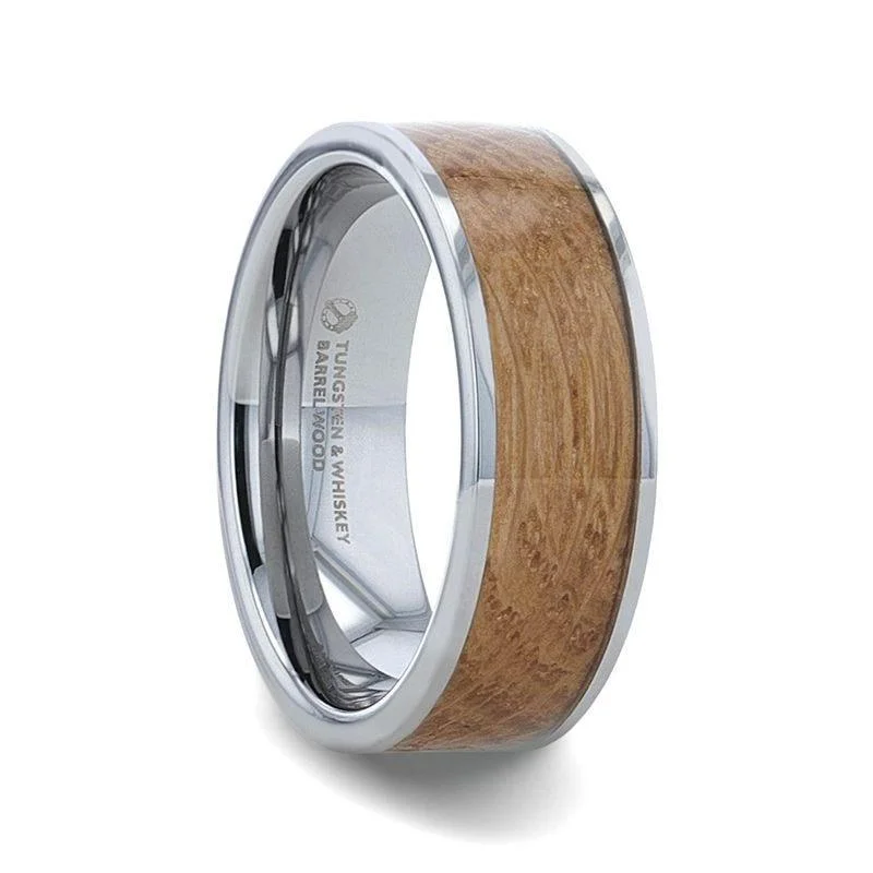Bestselling Jewelry At Special Promotional Rates MALT Whiskey Barrel Inlaid Tungsten Men's Wedding Band With Flat Polished Edges Made From Genuine Whiskey Barrels - 8mm Bestselling Jewelry At Special Promotional Rates MALT Whiskey Barrel Inlaid Tungsten Men's Wedding Band With Flat Polished Edges Made From Genuine Whiskey Barrels - 8mm