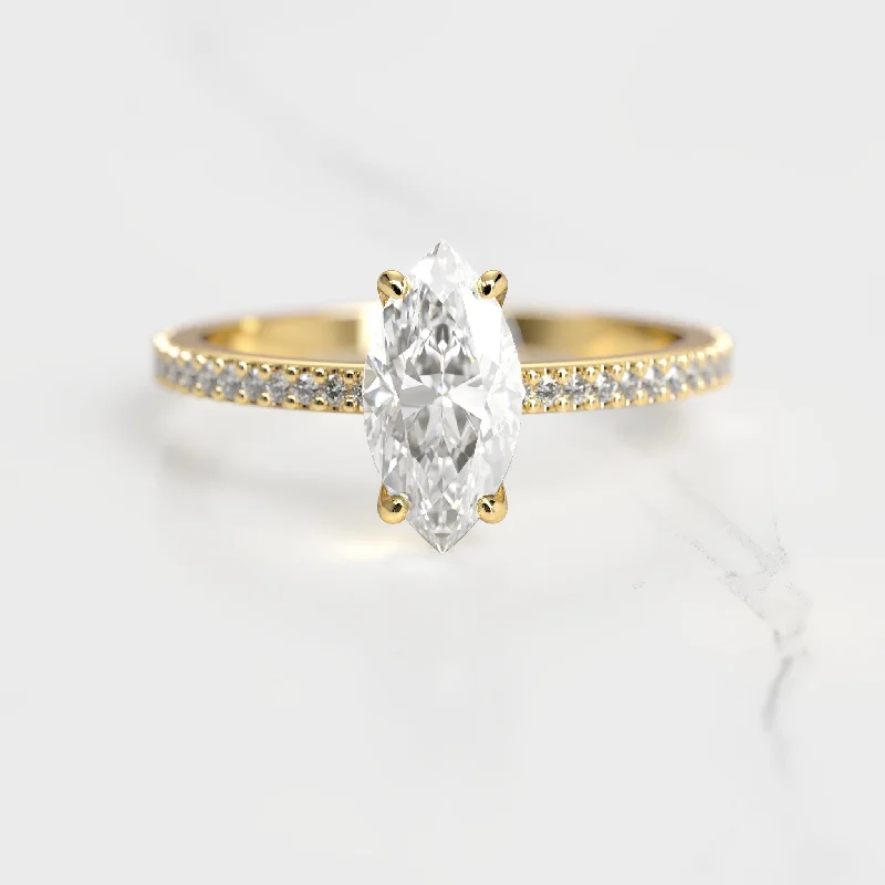 Elevate Your Outfit With Discounted Statement Jewelry Marquise Full Pave Moissanite Ring Elevate Your Outfit With Discounted Statement Jewelry Marquise Full Pave Moissanite Ring