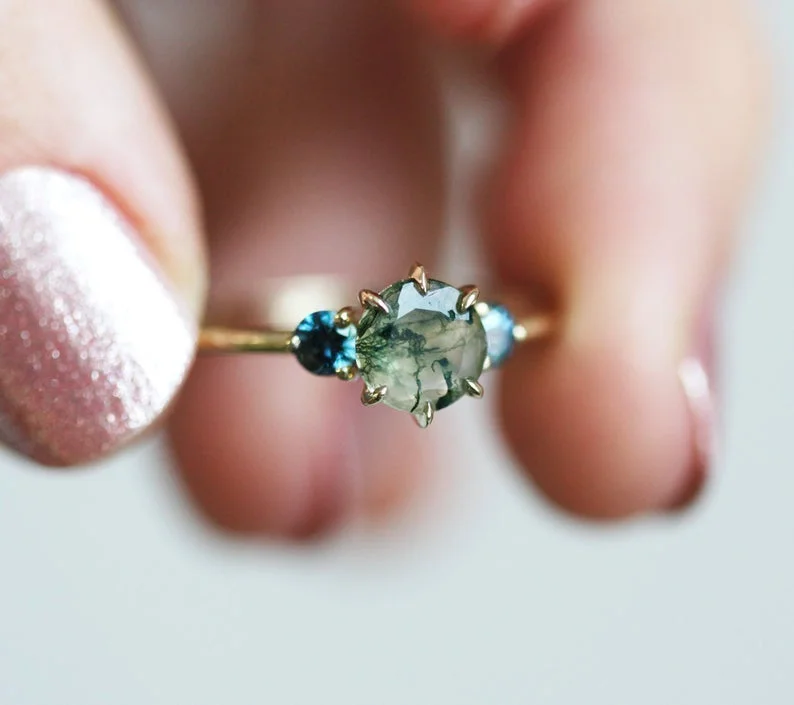 Buy More, Save More – Special Jewelry Discounts Taia Moss Agate Ring With Teal Tourmalines Buy More, Save More – Special Jewelry Discounts Taia Moss Agate Ring With Teal Tourmalines