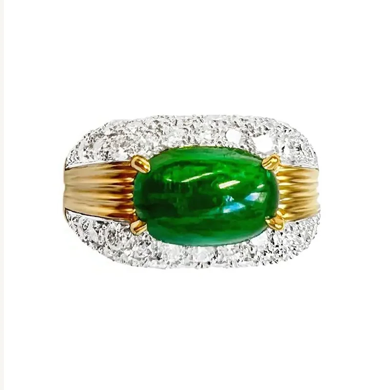 High-Quality Gemstone Jewelry For Special Occasions Emerald & Diamond Dome Ring