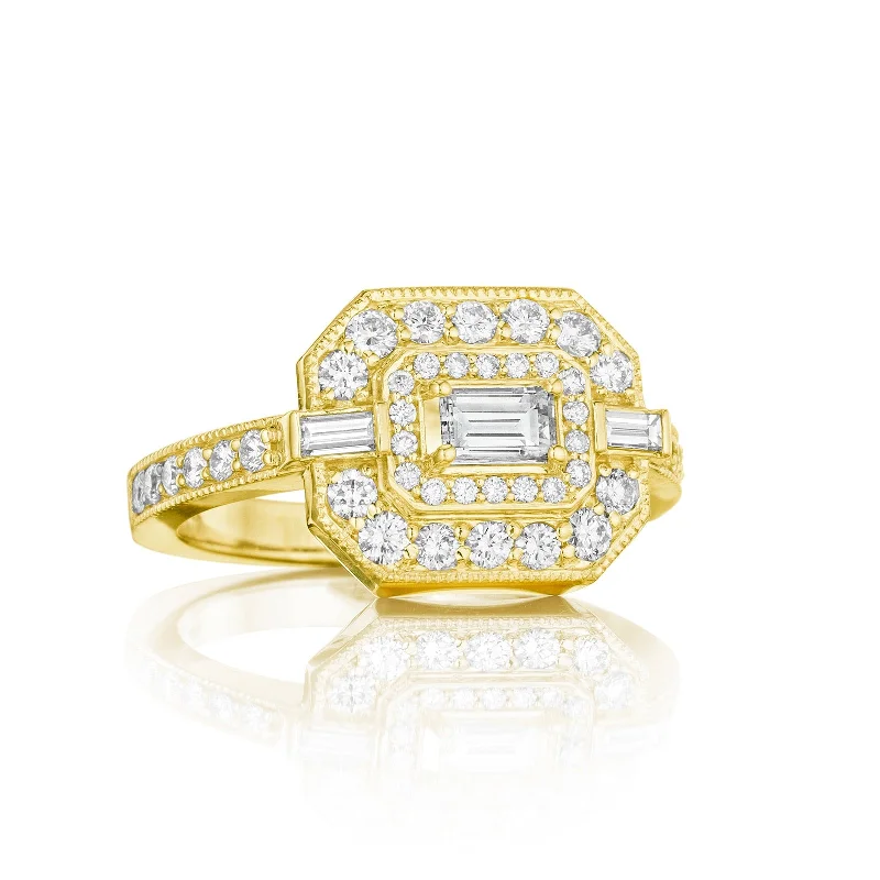Fashion-Forward Geometric Jewelry For Contemporary Style Diamond Emerald Shape New Rendition Ring Fashion-Forward Geometric Jewelry For Contemporary Style Diamond Emerald Shape New Rendition Ring