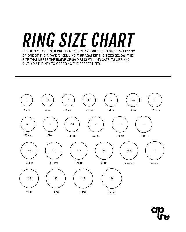 Timeless Elegance Now At Special Discounts RING SIZE CHART