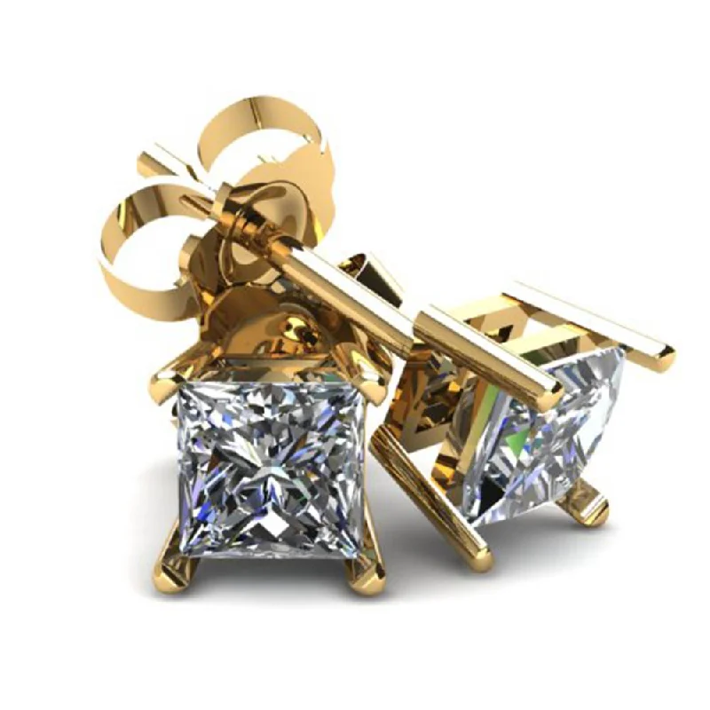 Affordable Luxury Jewelry For Every Occasion 1.00Ct Princess Cut Diamond Studs 14K White Or Yellow Gold Basket Setting Affordable Luxury Jewelry For Every Occasion 1.00Ct Princess Cut Diamond Studs 14K White Or Yellow Gold Basket Setting