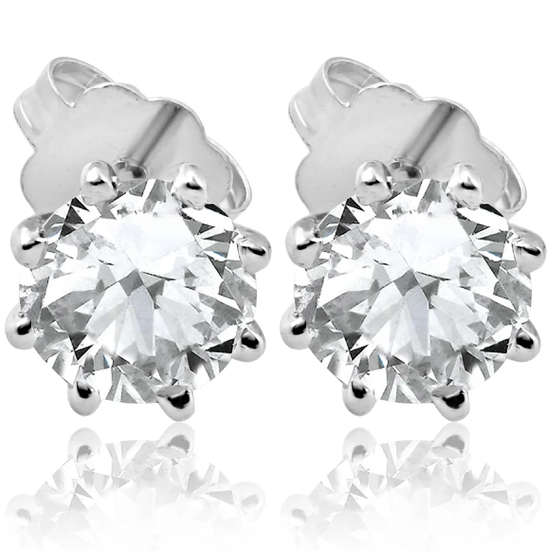 Chic, Trendy, And Affordable Jewelry Sale 1 1/4 ct Solitaire Diamond Stud 8 Prong Earrings 14K White Gold Enhanced Chic, Trendy, And Affordable Jewelry Sale 1 1/4 ct Solitaire Diamond Stud 8 Prong Earrings 14K White Gold Enhanced