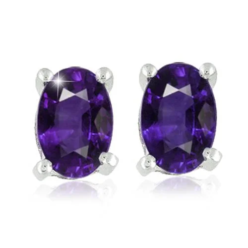 Limited-Stock Jewelry Sale – Once It's Gone, It's Gone 1 1/5ct Oval Genuine Amethyst Studs 14K White Gold Limited-Stock Jewelry Sale – Once It's Gone, It's Gone 1 1/5ct Oval Genuine Amethyst Studs 14K White Gold