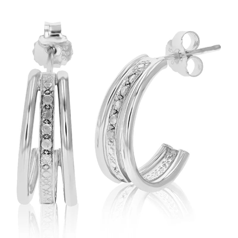 Shop Dazzling Jewelry At The Best Prices 1/10 cttw Diamond Hoop Earrings .925 Sterling Silver With Rhodium Plating Shop Dazzling Jewelry At The Best Prices 1/10 cttw Diamond Hoop Earrings .925 Sterling Silver With Rhodium Plating