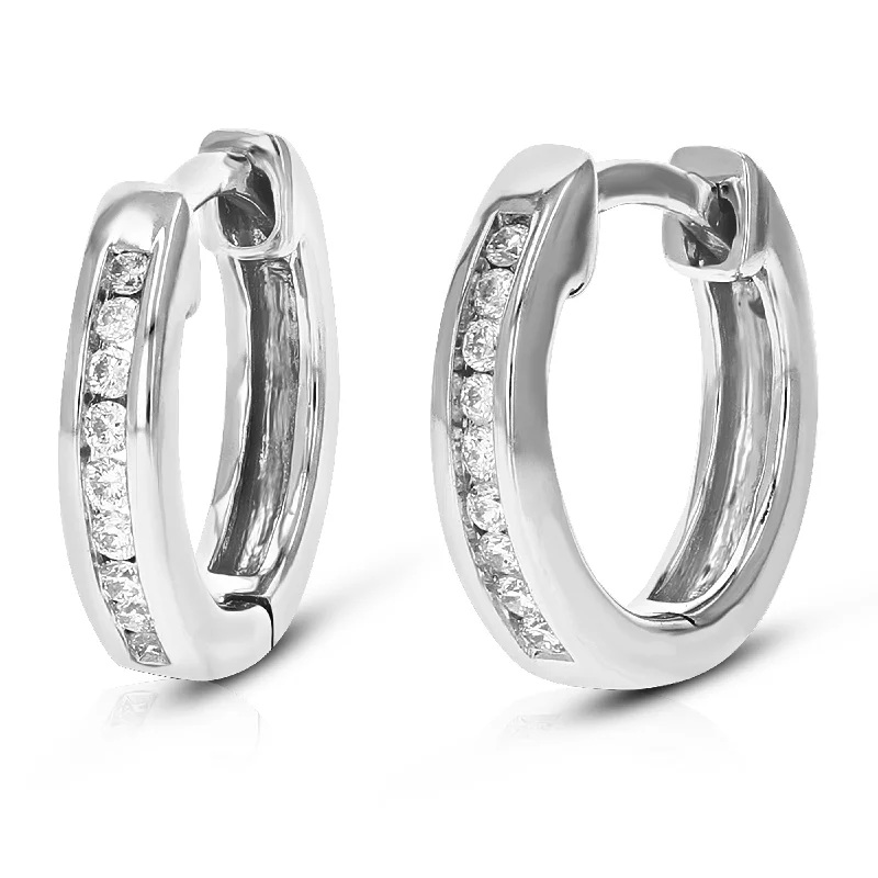 Grab Your Dream Jewelry At The Lowest Prices 1/10 cttw Lab Grown Diamond Hoop Earrings in .925 Sterling Silver Channel Set 2/5 Inch Grab Your Dream Jewelry At The Lowest Prices 1/10 cttw Lab Grown Diamond Hoop Earrings in .925 Sterling Silver Channel Set 2/5 Inch