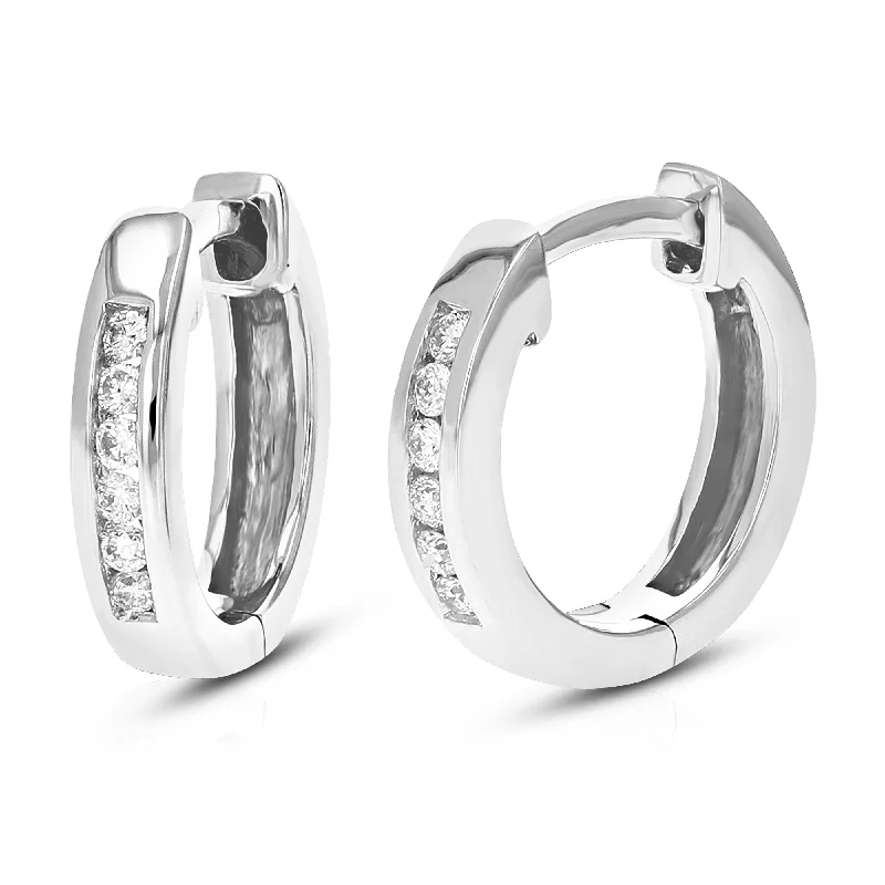 Discounted Luxury Jewelry – Shine Without The Splurge 1/10 cttw Round Cut Lab Grown Diamond Hoop Earrings in .925 Sterling Silver Prong Set 2/5 Inch Discounted Luxury Jewelry – Shine Without The Splurge 1/10 cttw Round Cut Lab Grown Diamond Hoop Earrings in .925 Sterling Silver Prong Set 2/5 Inch