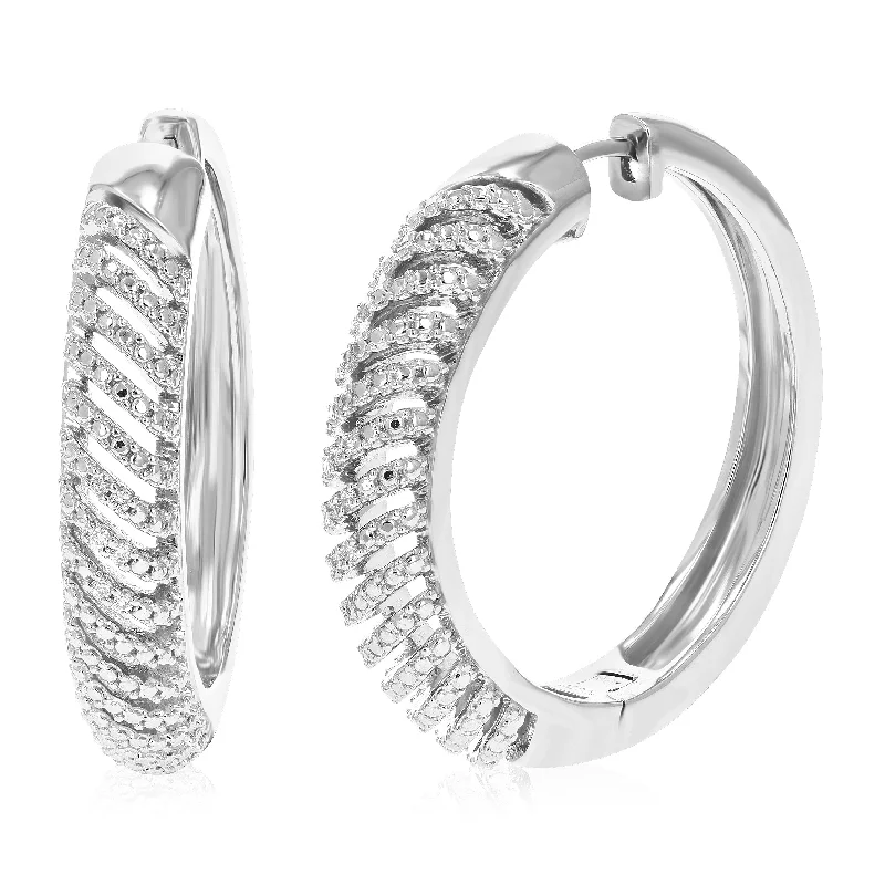 Elegant Jewelry, Affordable Luxury – Shop Now 1/10 cttw Round Lab Grown Diamond Hoop Earrings .925 Sterling Silver Prong Set 1 1/2 Inch Elegant Jewelry, Affordable Luxury – Shop Now 1/10 cttw Round Lab Grown Diamond Hoop Earrings .925 Sterling Silver Prong Set 1 1/2 Inch