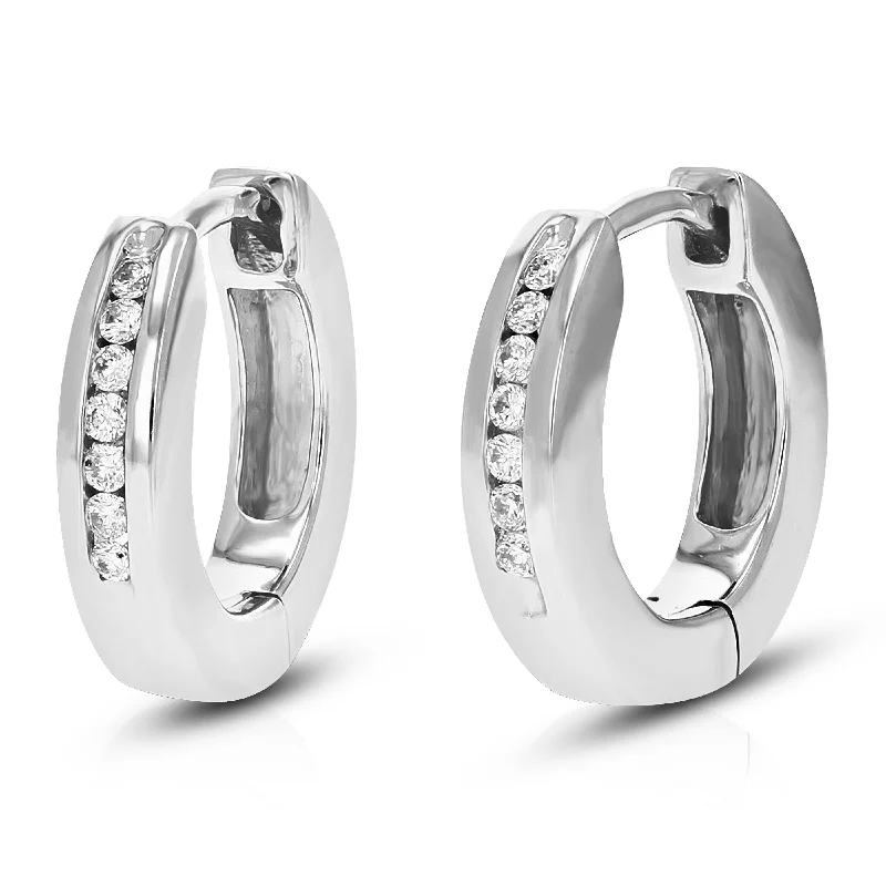 Waterproof Stainless Steel Jewelry For Lasting Beauty 1/10 cttw Round Lab Grown Diamond Hoop Earrings for Women in .925 Sterling Silver Channel Set 2/5 Inch Waterproof Stainless Steel Jewelry For Lasting Beauty 1/10 cttw Round Lab Grown Diamond Hoop Earrings for Women in .925 Sterling Silver Channel Set 2/5 Inch