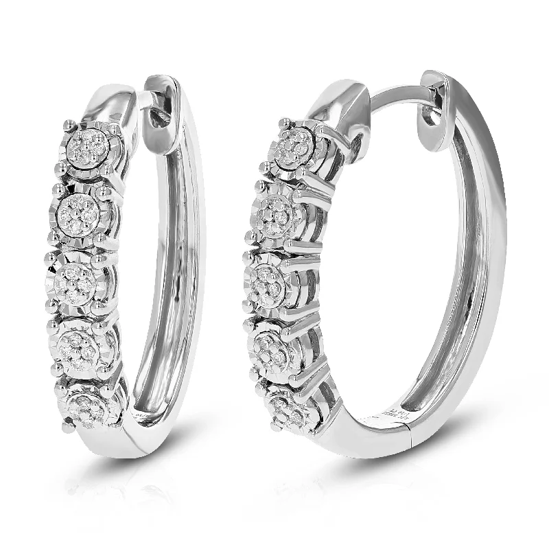 Limited Stock On Premium Jewelry At Low Prices 1/10 cttw Round Lab Grown Diamond Prong Set Hoop Earrings in .925 Sterling Silver 2/3 Inch Limited Stock On Premium Jewelry At Low Prices 1/10 cttw Round Lab Grown Diamond Prong Set Hoop Earrings in .925 Sterling Silver 2/3 Inch