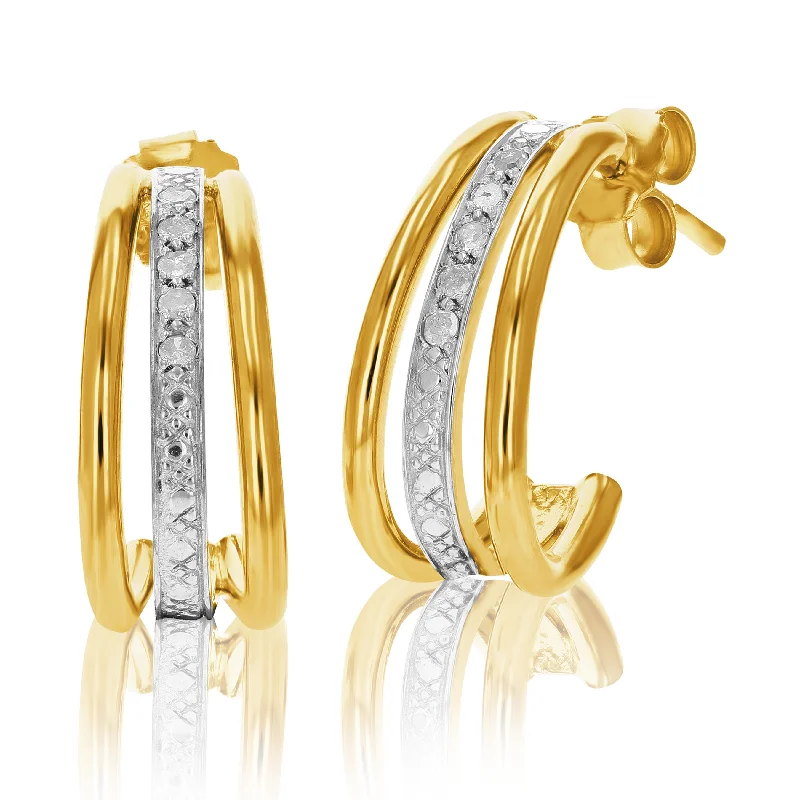 Grab Your Favorite Jewelry At The Lowest Prices 1/10 cttw Diamond Hoop Earrings Yellow Gold Plated Over Sterling Silver Grab Your Favorite Jewelry At The Lowest Prices 1/10 cttw Diamond Hoop Earrings Yellow Gold Plated Over Sterling Silver